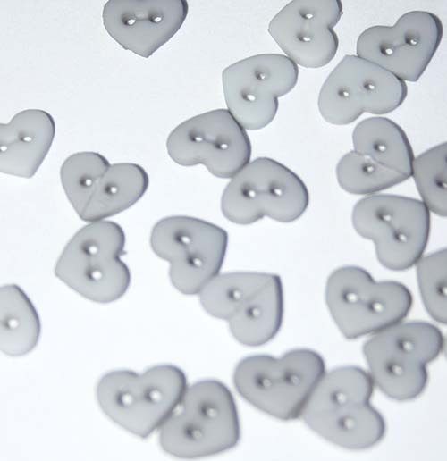 1/4 Grey Heart Shaped Buttons