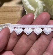 White Embroidered Heart Trim, 1.5cm Wide
