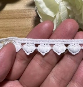 White Embroidered Heart Trim, 1.5cm Wide