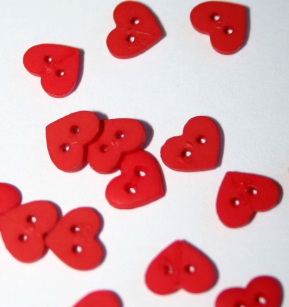 1/4" Red Heart Shaped Buttons