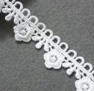 White Embroidered Lace Trim- 1 yard