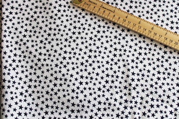 Fabric 1/2 Yard, Patriotic Navy Stars on White, 1/2 Yard
