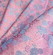 Pastel Pink & Blue Jacquard Fabric with a Delicate Floral Pattern (note: width 29")