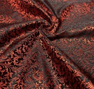 Red & Black Jacquard Fabric with a Delicate Flowing Pattern (note: width 29")