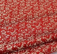 Red & Gold Jacquard Fabric with a Delicate Flowing Pattern (note: width 29")