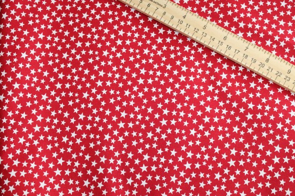 Fabric 1/2 Yard, Patriotic White Stars on Red, 1/2 Yard