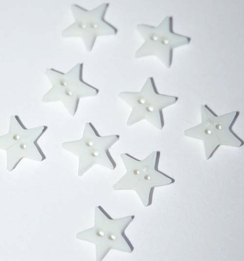 1/4" White Star Buttons