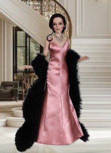 Rose Pink Satin Unmatched Glamour Gown & Stole for 16.5" RTB101 Grace Dolls 