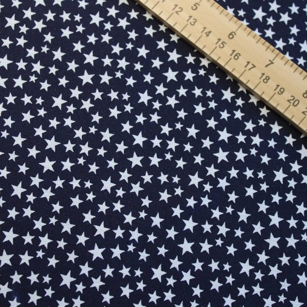 Fabric 1/2 Yard, Patriotic White Stars on Navy, 1/2 Yard