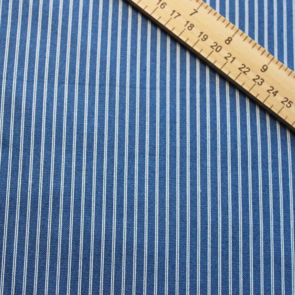 Fabric 1/2 Yard, NEWPORT Moda by the yard white stripes on indigo blue cotton 