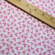Fabric 1/2 Yard, Pink Hearts on White Flannel 