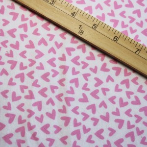 Pink Hearts on White Flannel 
