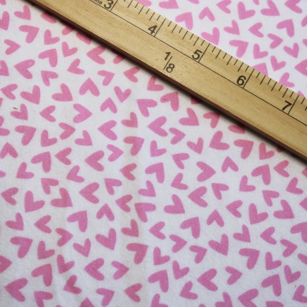 Pink Hearts on White Flannel 