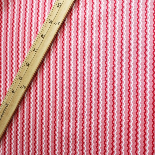 Kimberbell Basics Wavy Stripe Pink Fabric - 1/2 yard