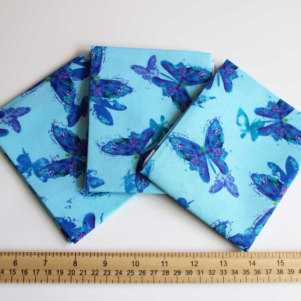 Fat Quarter, Timeless Treasures Butterflies on Blue by Chong-A Hwang