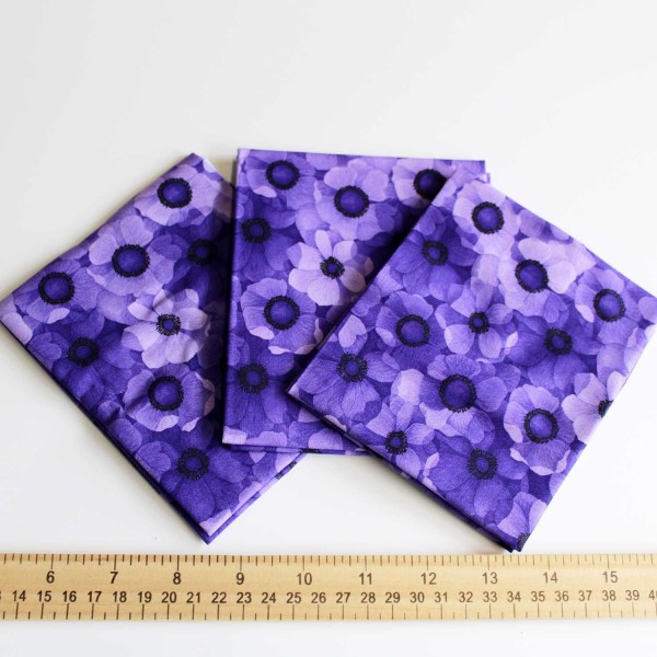 Fat Quarter, Timeless Treasures Misty Purple Packed Flowers by Chong-A Hwang