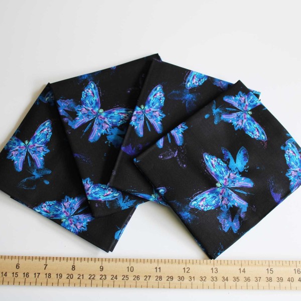 Fat Quarter, Timeless Treasures Butterflies on Black by Chong-A Hwang